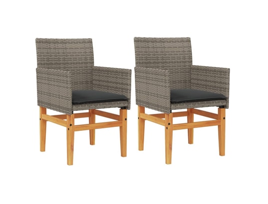 VIDAXL - Chaises de jardin coussins lot de 2 gris résine tressée et b...