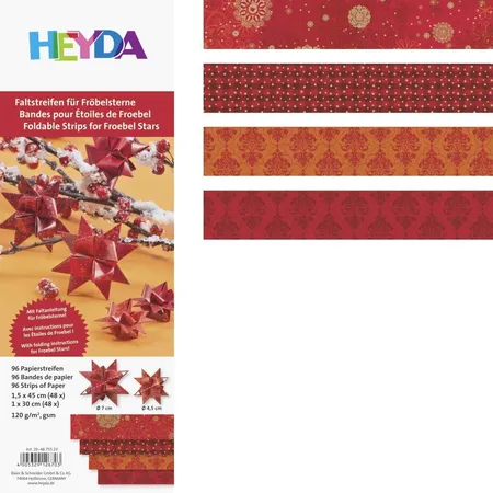 Heyda Faltpapierstreifen, 120g, rot, 96 Blatt