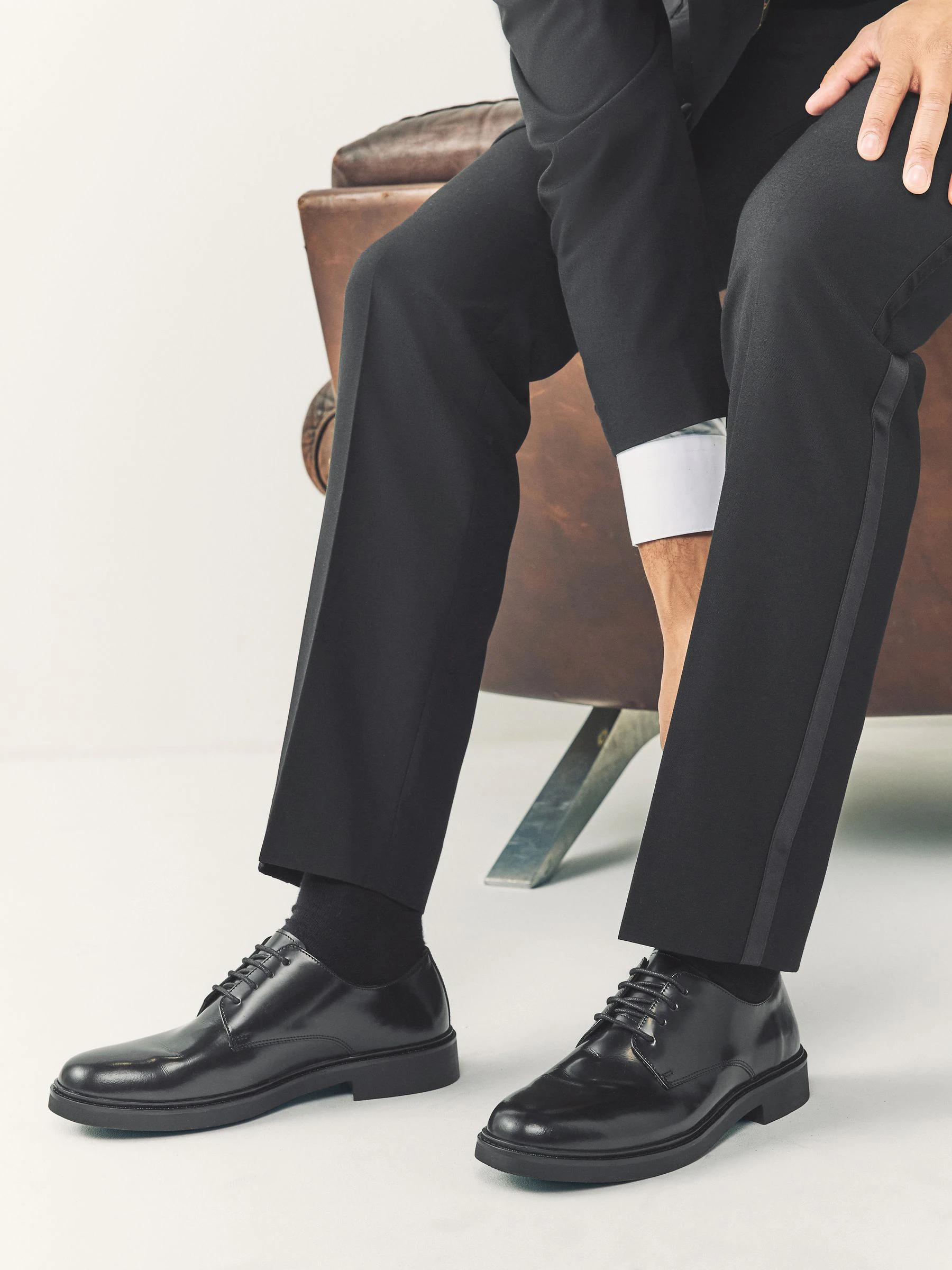 Zwart - Hi-Shine Leather Derby Shoes