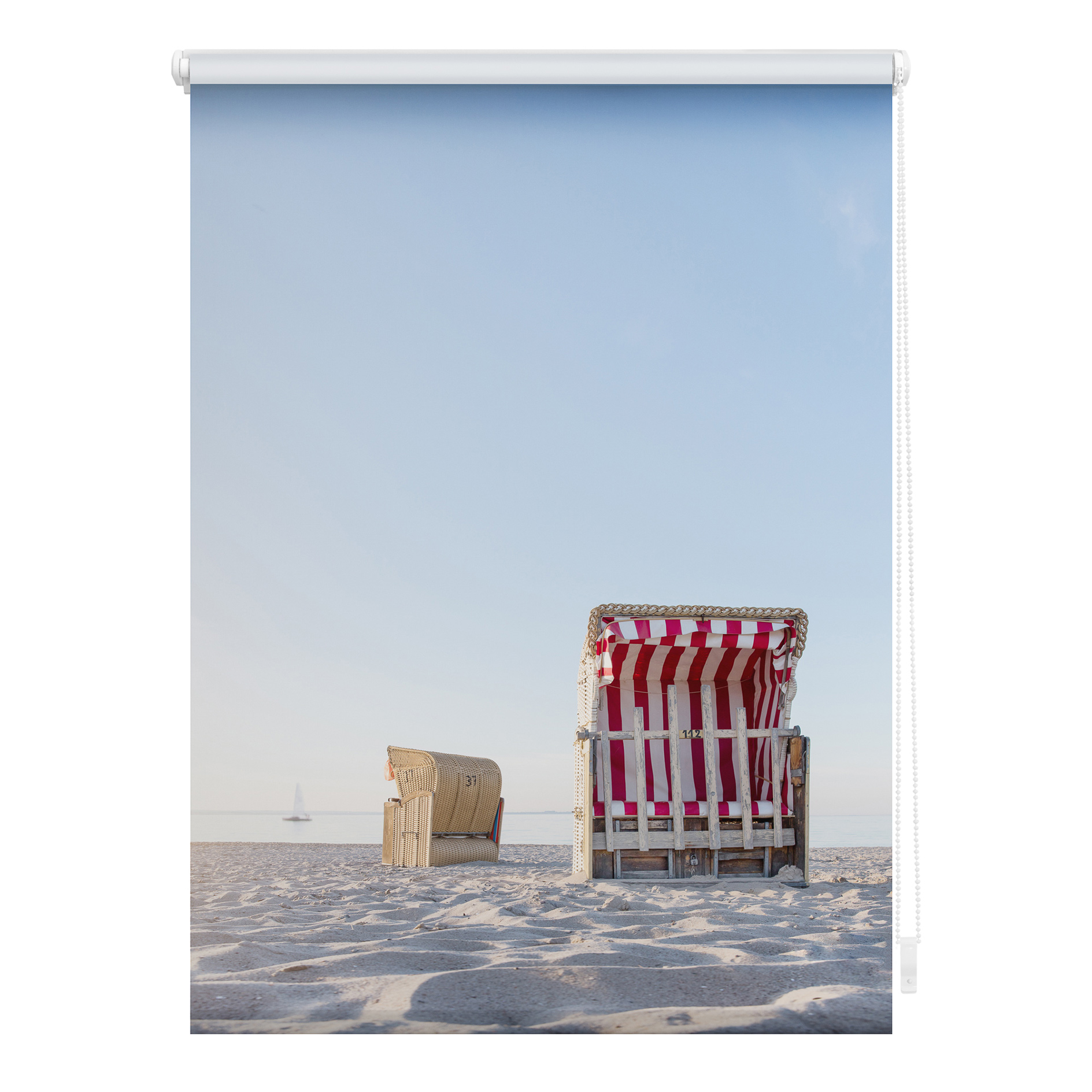 LICHTBLICK Verdunklungsrollo STRANDKORB - blau-beige - 45x150 cm