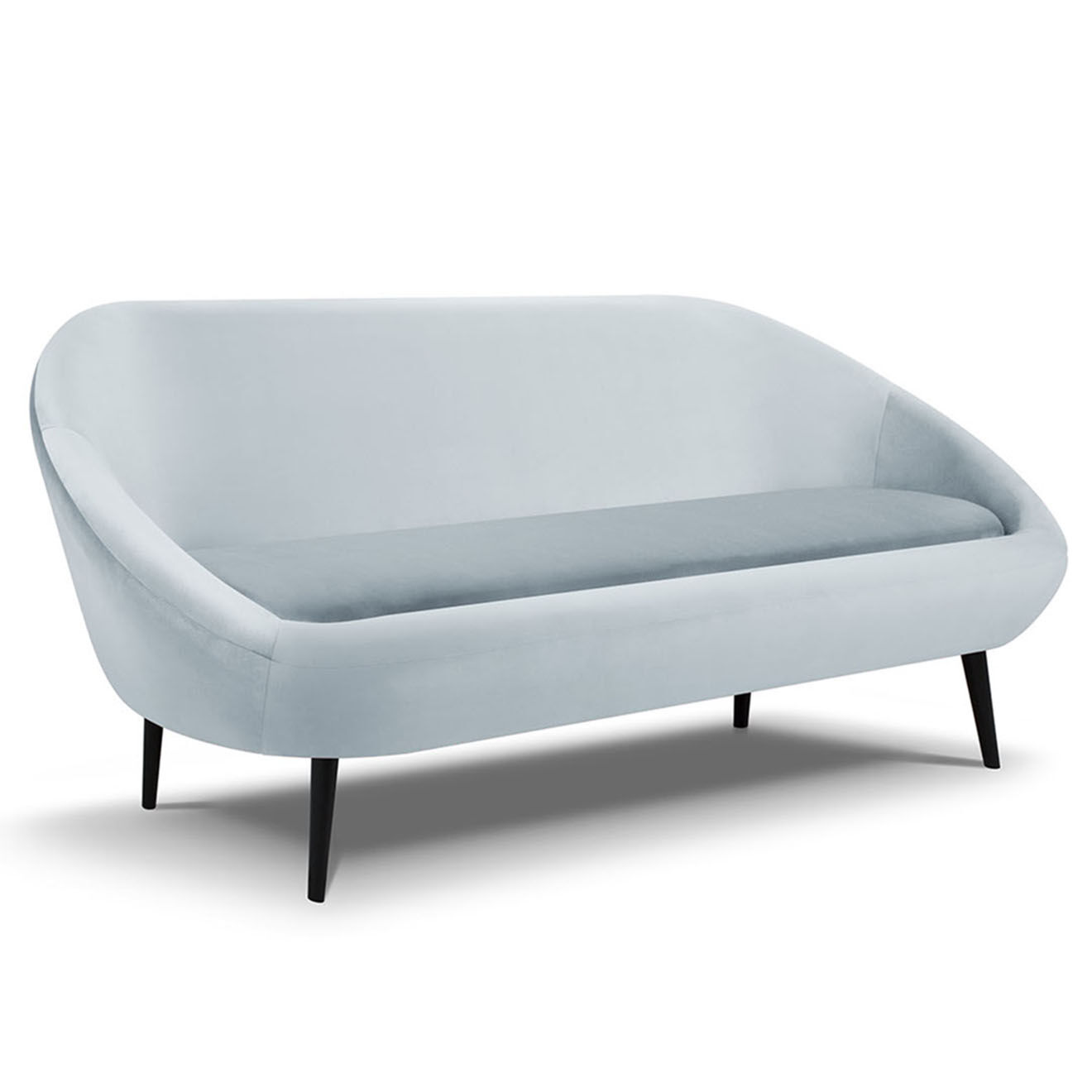 Mazzini Sofas Canapé velours petale 3 places bleu clair - 222x90x92 cm