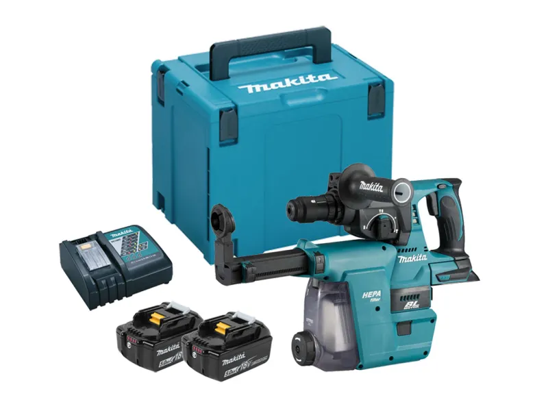 Makita DHR243RTJW - Kombinationshammer - ledningfri - 3 tilstande - SDS-plus - 2 Joule - 2 batterier, inkluderet oplader - 18 V
