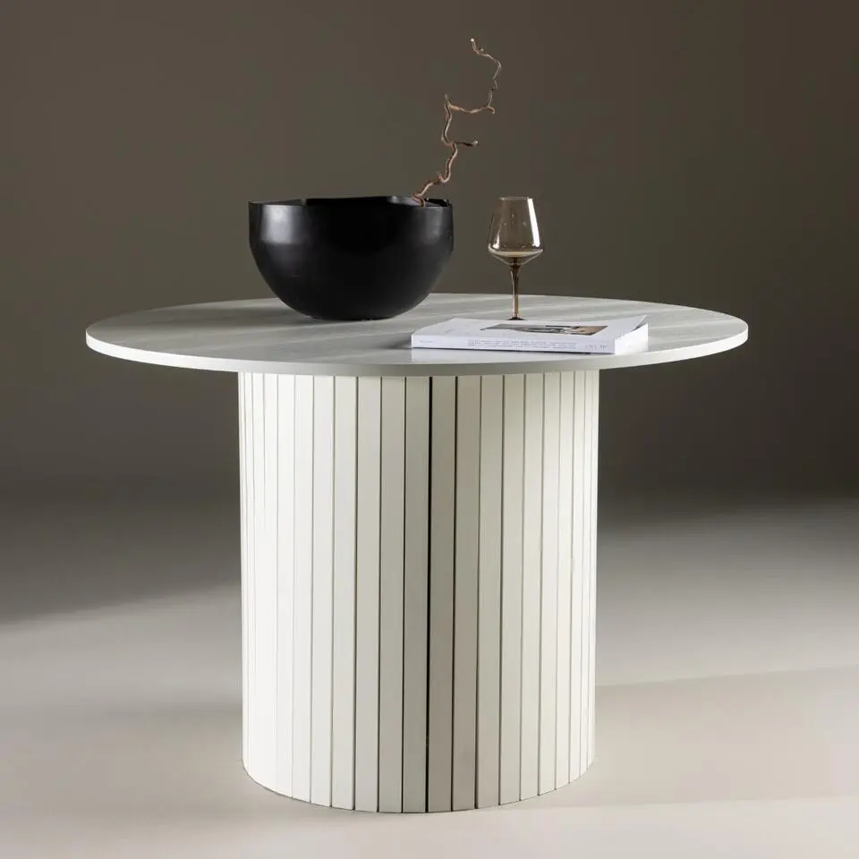 Eettafel Rond Wit 110cm - Fineer - Scandinavisch - Tafel Härön
