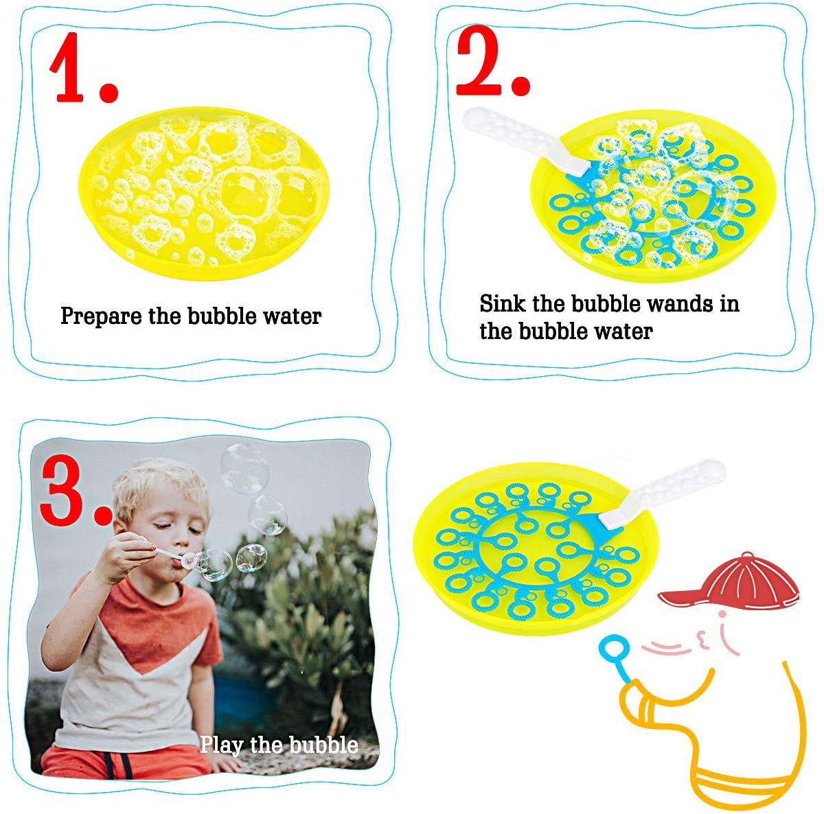 (16-tlg. Set) Kinder Seifenblasen Spielzeug DIY Outdoor Bubble Maker Riesenseifenblasen Stäbe Zauberstab - Assortiert