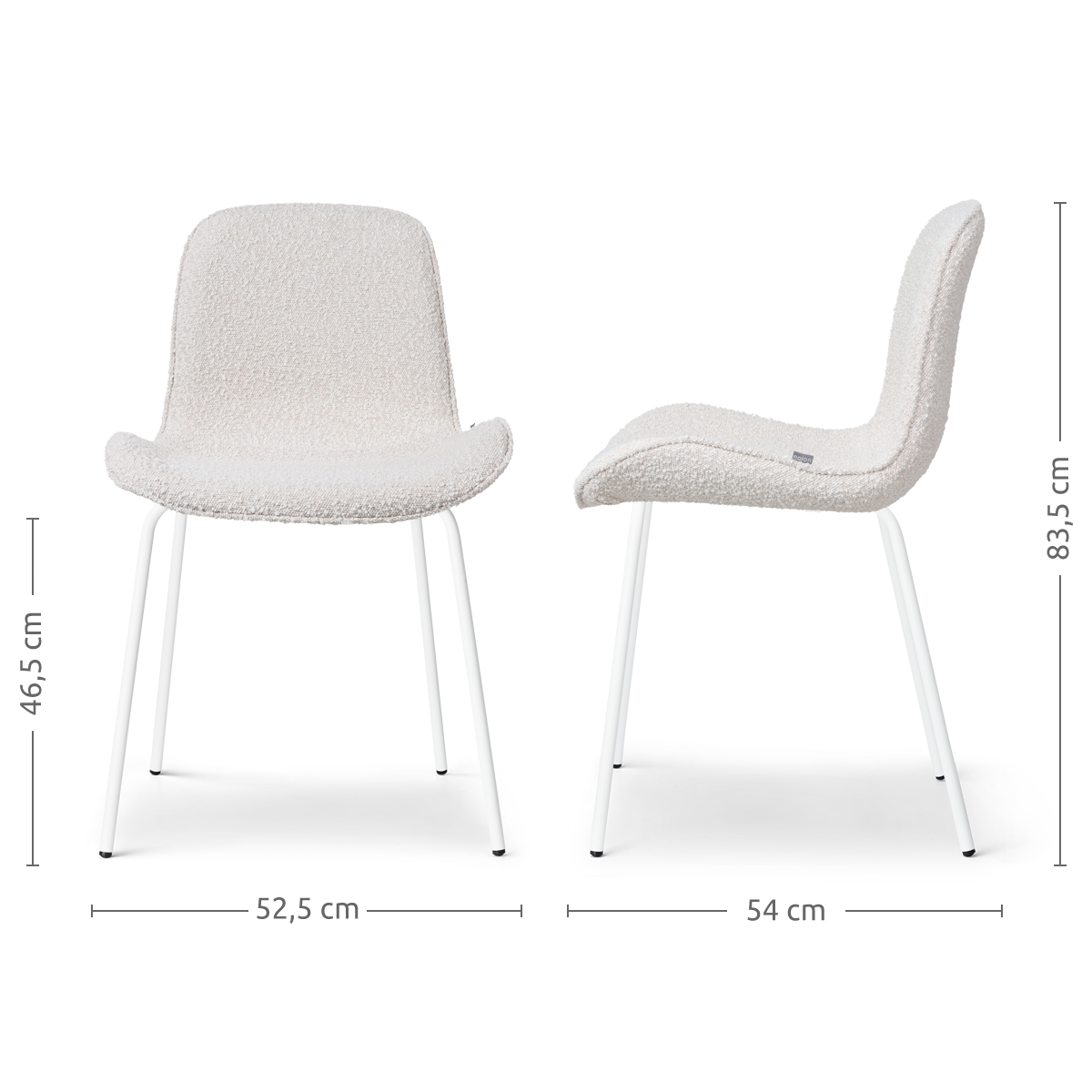 Eetkamerstoel Nora-Fé bouclé beige - wit onderstel