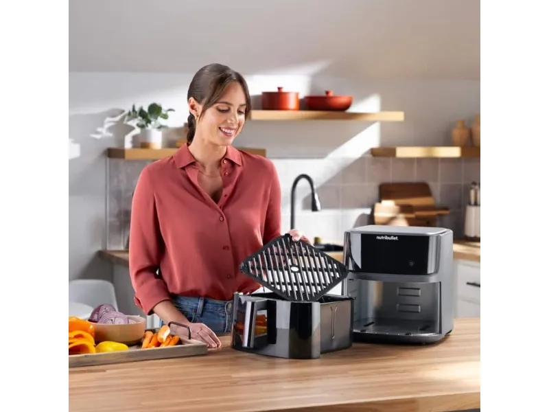 NutriBullet CrispLite Vision, Varmluftsteger, 8 L, 80 °C, 200 °C, Enkelt, Sort