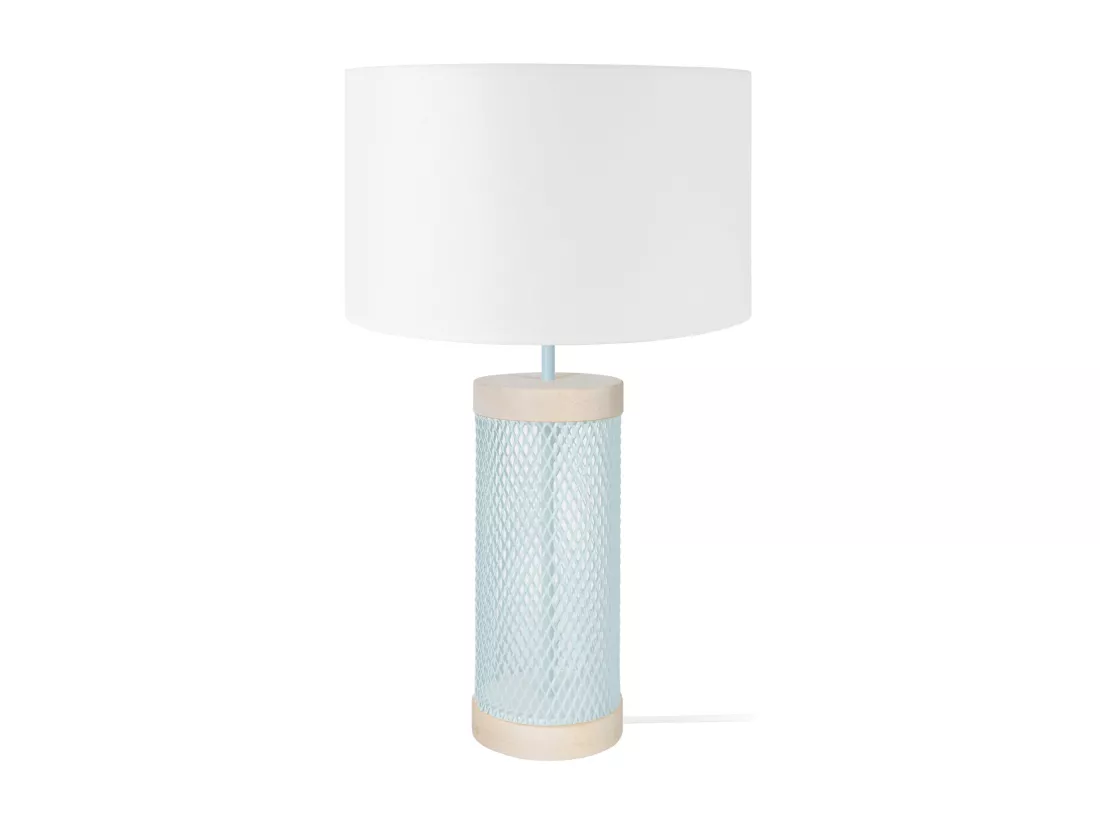 Lampe a poser poser métal naturel,bleu,blanc 50 cm.
