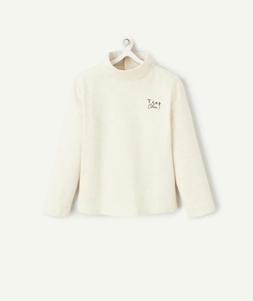 SOUS-PULL BÉBÉ GARÇON EN COTON BIO GRIS CHINÉ ET MESSAGE