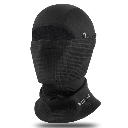 Ski Sturmhaube Motorrad Halstuch Kälte   UV Gesichts Schutzmaske mit Zopfloch - Schwarz