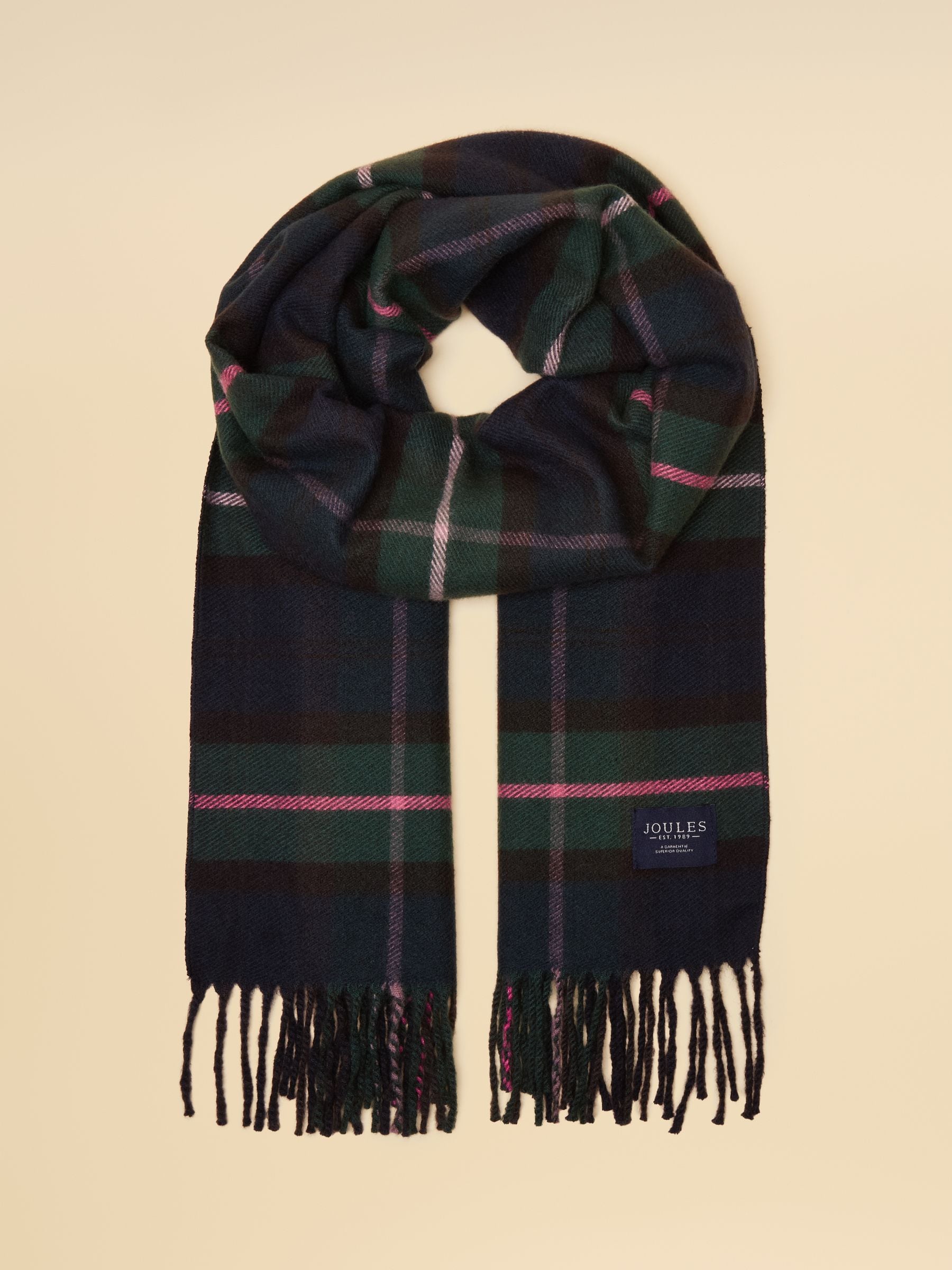 Navy & Pink Check - Joules Langtree Large Scarf