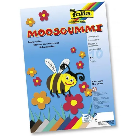 Folia Moosgummi 2 mm stark, 20 x 29cm, 10 Blatt, weiß