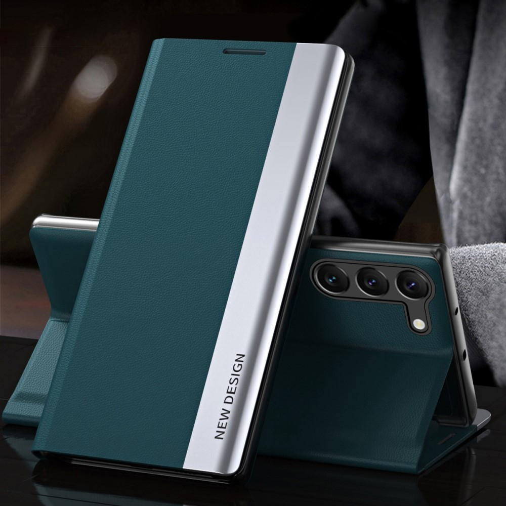 Samsung Galaxy S23 5G Leder Tasche Flip Cover   Magnetverschluss - Dunkelgrün