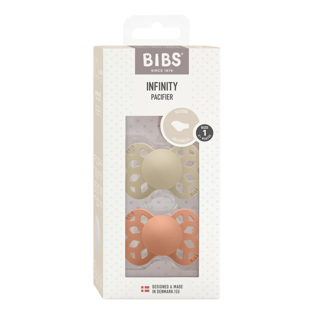 BIBS Infinity Silicone Anatomisk Vanilla/Peach 2 pak - Flere størrelse