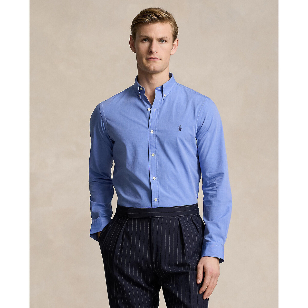 POLO RALPH LAUREN<br>Camisa de popeline elástica, corte slim