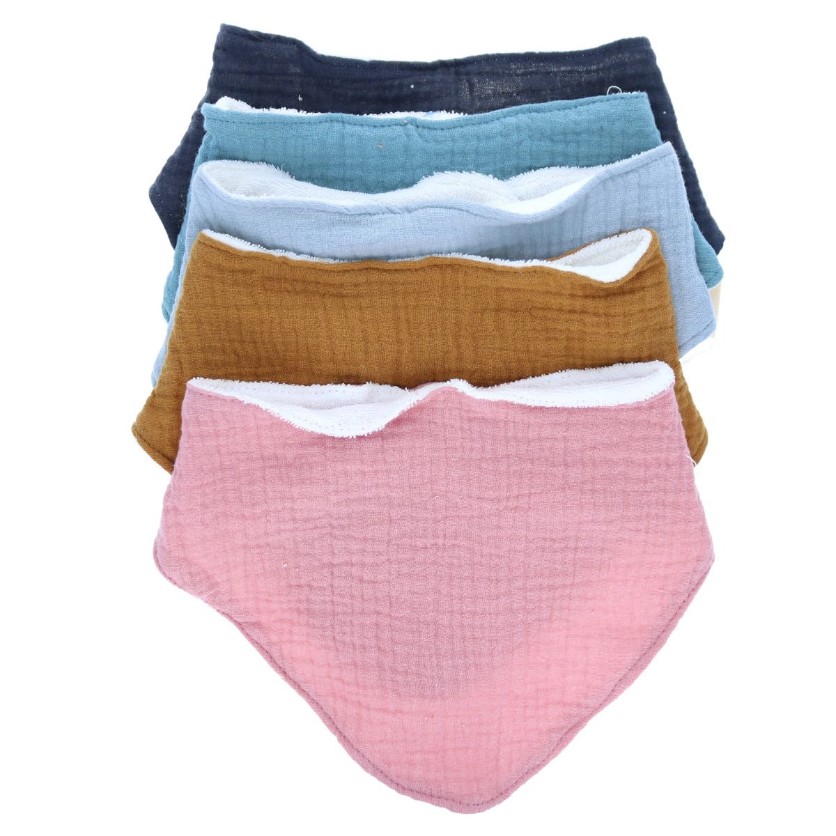 Bavoir bandana gaze de coton moutarde Amande