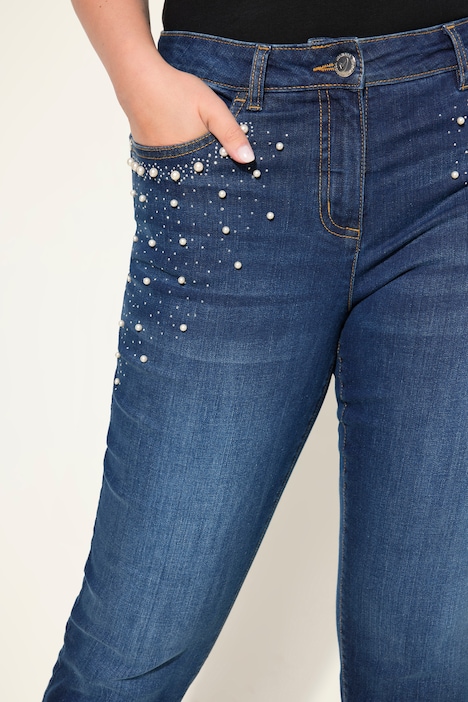 Jeans, Skinny Fit, Zierperlen an den Taschen, 5-Pocket