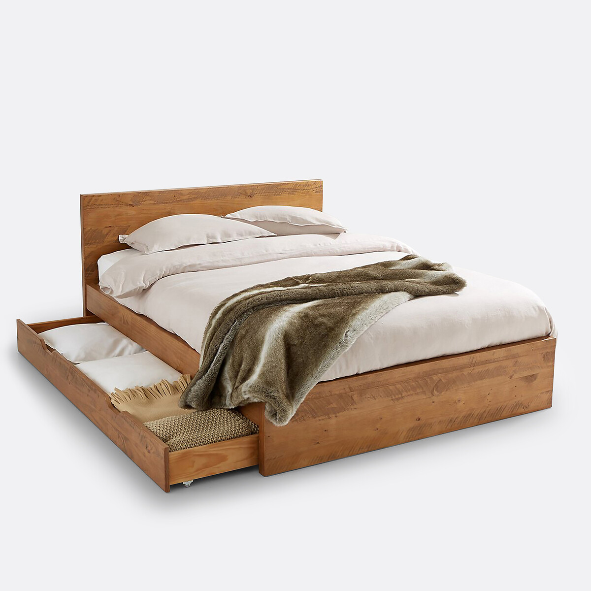 LA REDOUTE INTERIEURS<br>Cama em pinho maciço escovado, Lunja