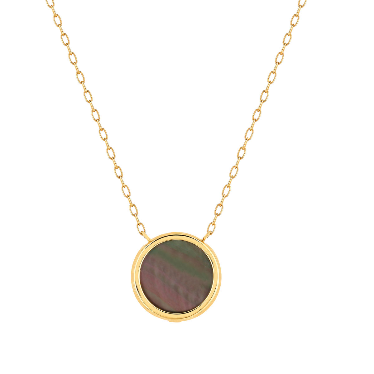 Collier or 750 jaune nacre grise ronde 45 cm