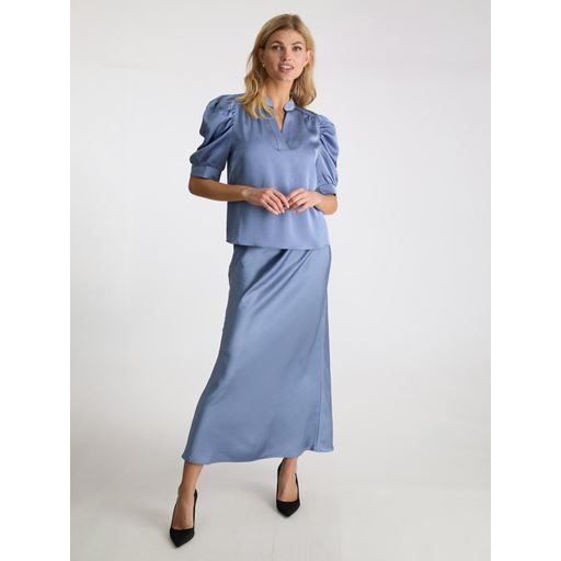 Neo Noir Roella Heavy Sateen Bluse, Smoke Blue, 40