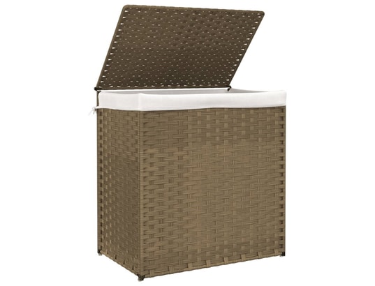 VIDAXL - Panier à linge avec 2 sections 53x35x57 cm résine tressée