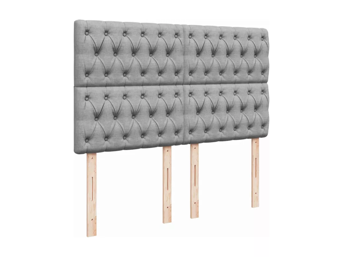 Sommier à lattes de lit avec matelas Gris clair 140x190cm Tissu
