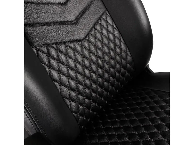 Noblechairs ICON - Stol - armstøtter - T-formet - vippe - drejeled - aluminium, polyurethan, stål, top-narv læder, nylon/polyetylen - sort