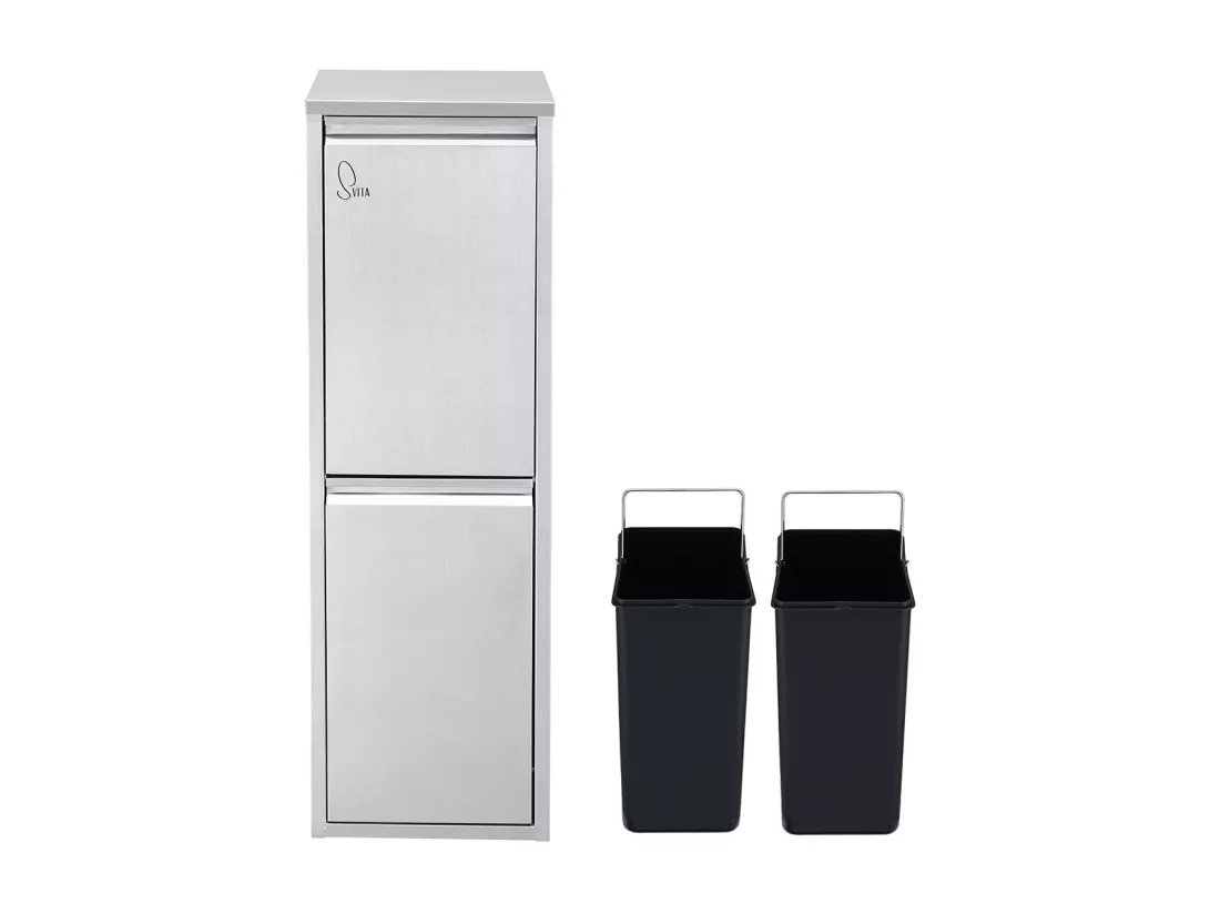 poubelle de tri 2x15L en inox