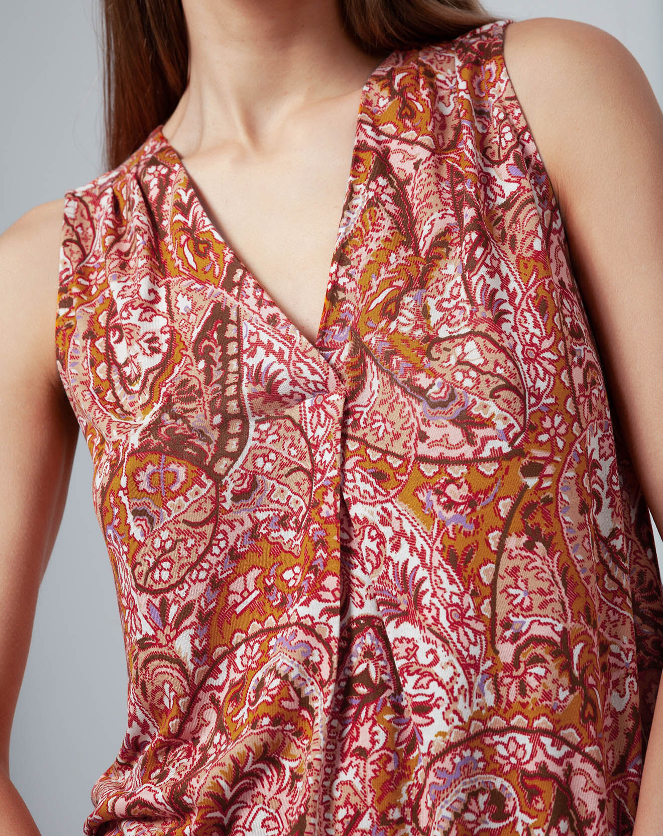 Caroll Top fluideide Anto imprimé noisette/orange