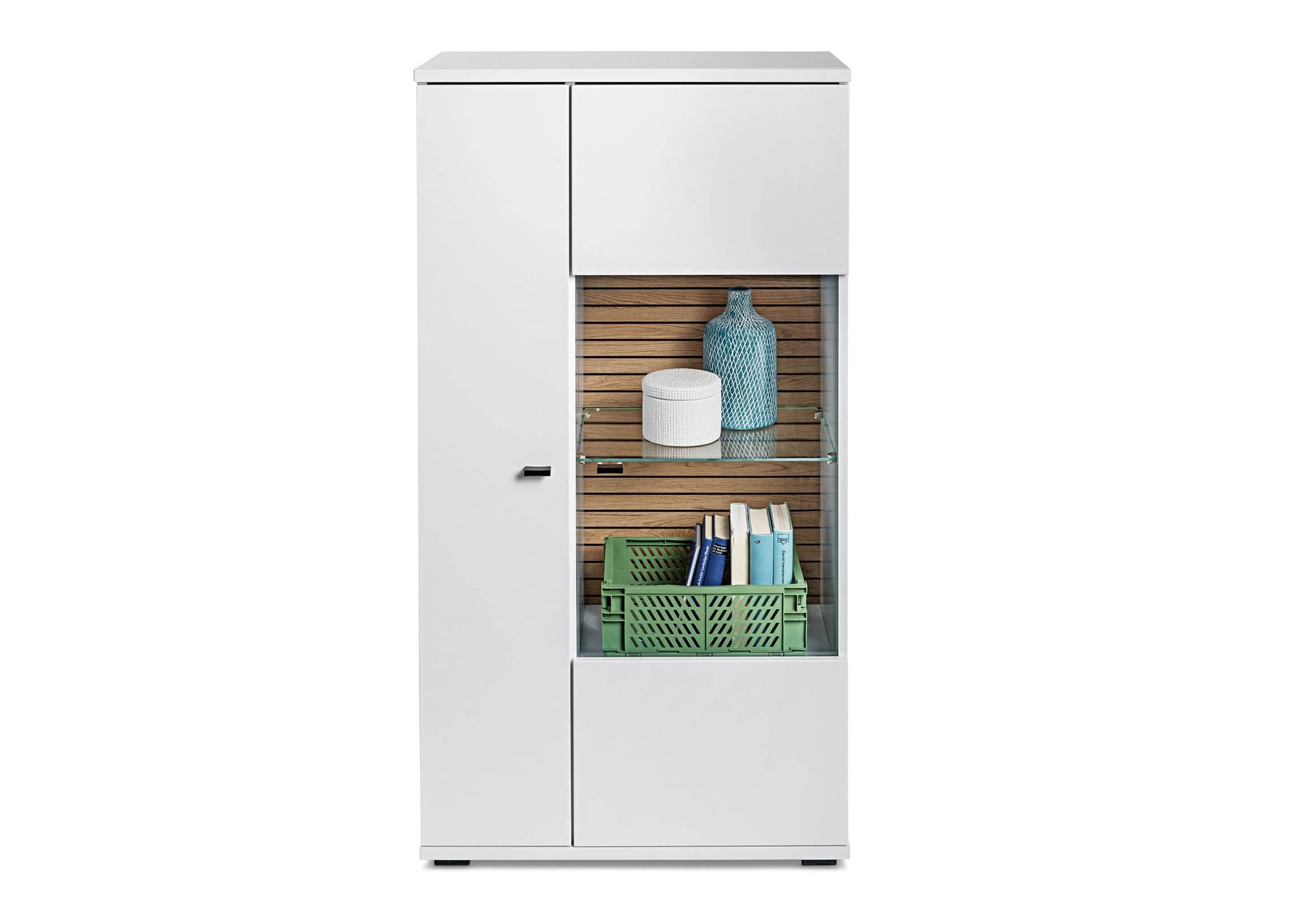 LIV'IN Vitrine ROVIGNO 70x133 cm Weiß / Nox Oak