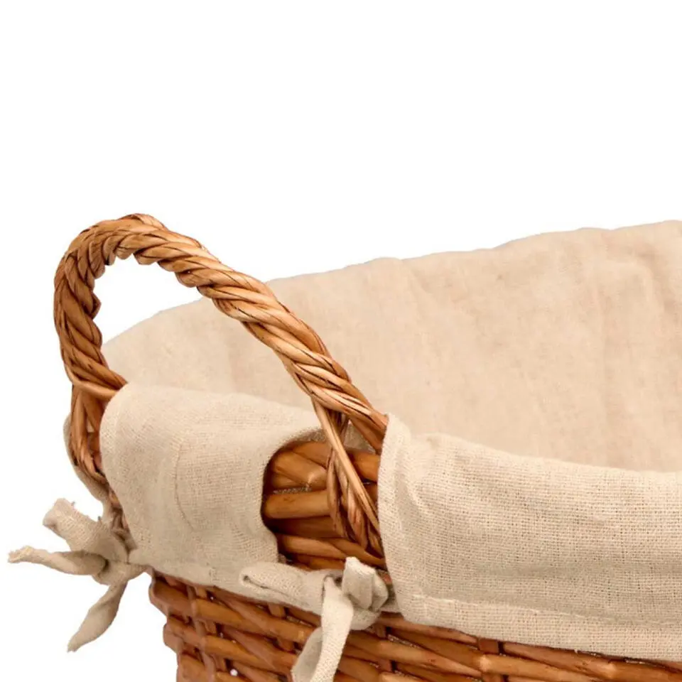 Rieten opberg mand - gevlochten riet - bruin - 51 x 45 x 28 cm