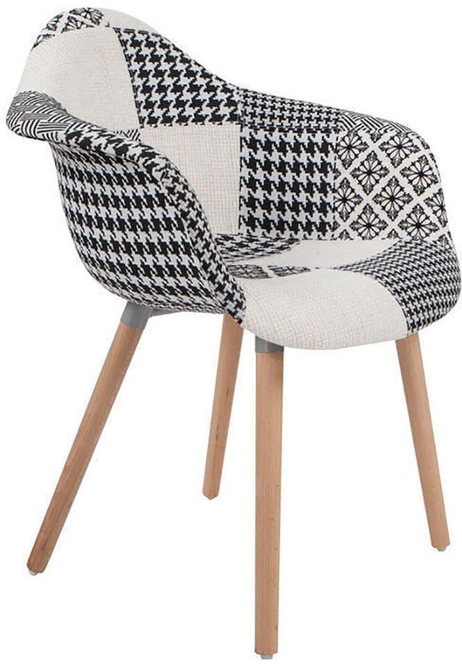 Kayoom Polsterstuhl »Stuhl Dave 110 2er-Set Multi, bequemer Stuhl mit Patchwork-Muster« (Set) 2 Stk.stilvoll, elegant, elegante Naturholzbeine, attraktive Farbkombination