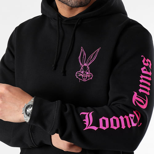 Sweat Capuche Sleeve Angry Bugs Bunny Noir Rose Fluo