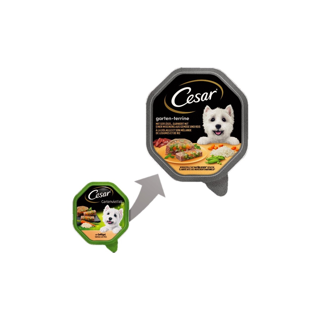 Cesar Garten-Terrine 14x150g Geflügel, Gemüse und Reis