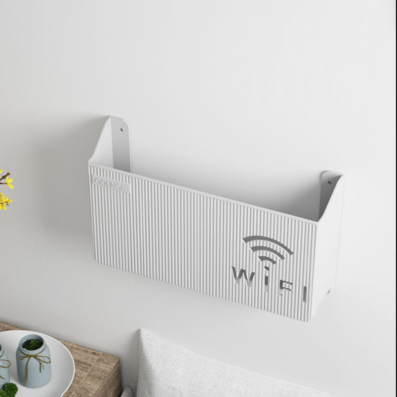 (243x145mm) WLAN Router Wand Halterung Schlichte Home Deko Wi-Fi Box - Weiss