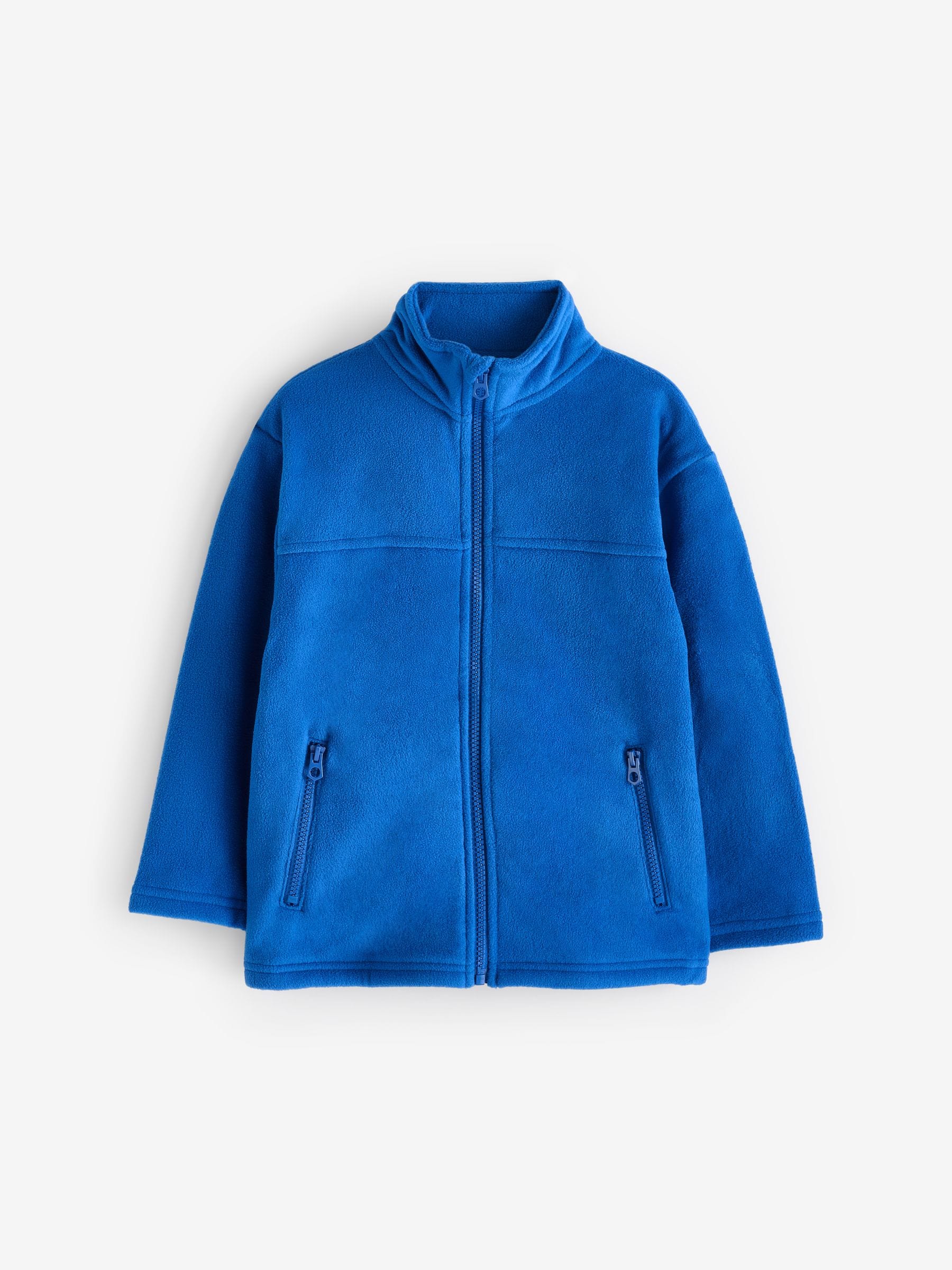 Kobaltblauw - Fleece jack met rits en zakken (3-16 jr)