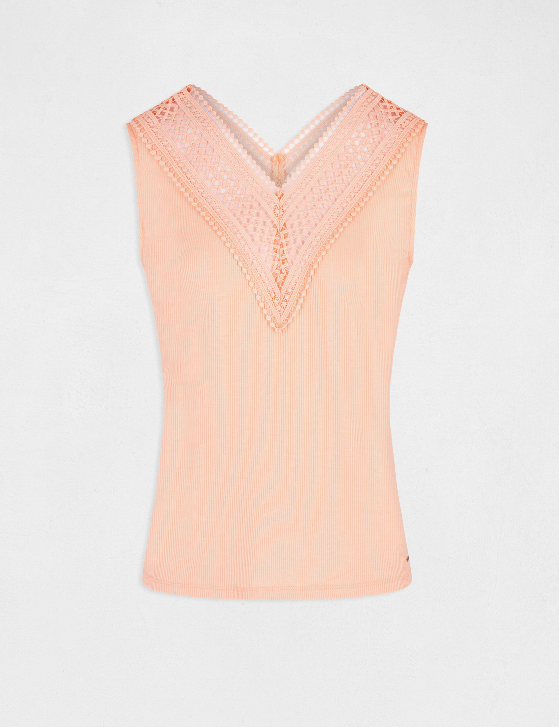 Débardeur bretelles larges côtelé rose moyen femme - rose_moyen