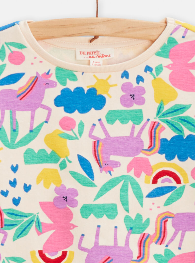 Pyjama écru imprimé graphique pour fille