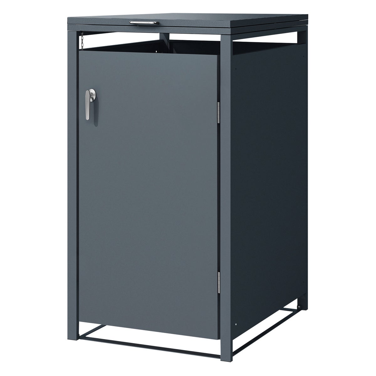 ML-Design Enkele Bak Opbergkast voor 1 Bak, 240L, 68x80x116,3 cm, Antraciet, Staal, Weerbestendig, Afsluitbare Bakbehuizing met Scharnierend Deksel en Deur, Bakbox, Bakcontainer, Bakdeksel