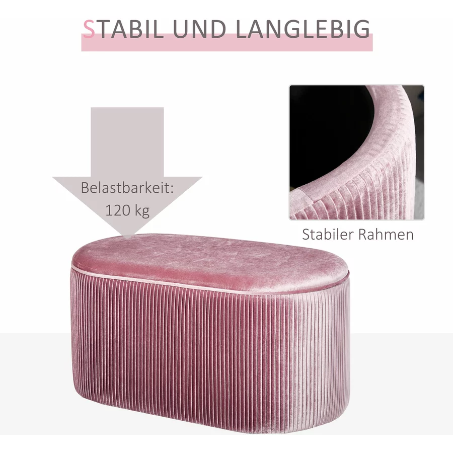 HOMCOM Sitzbank mit Stauraum rosa