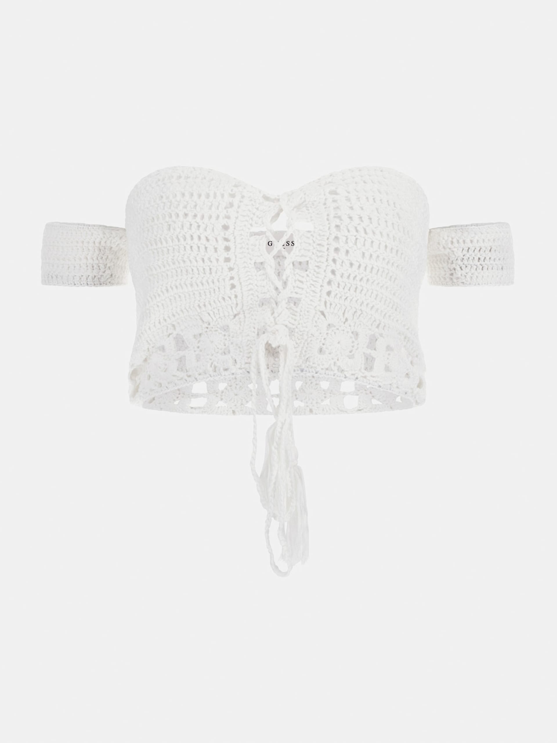 Top cropped de crochê