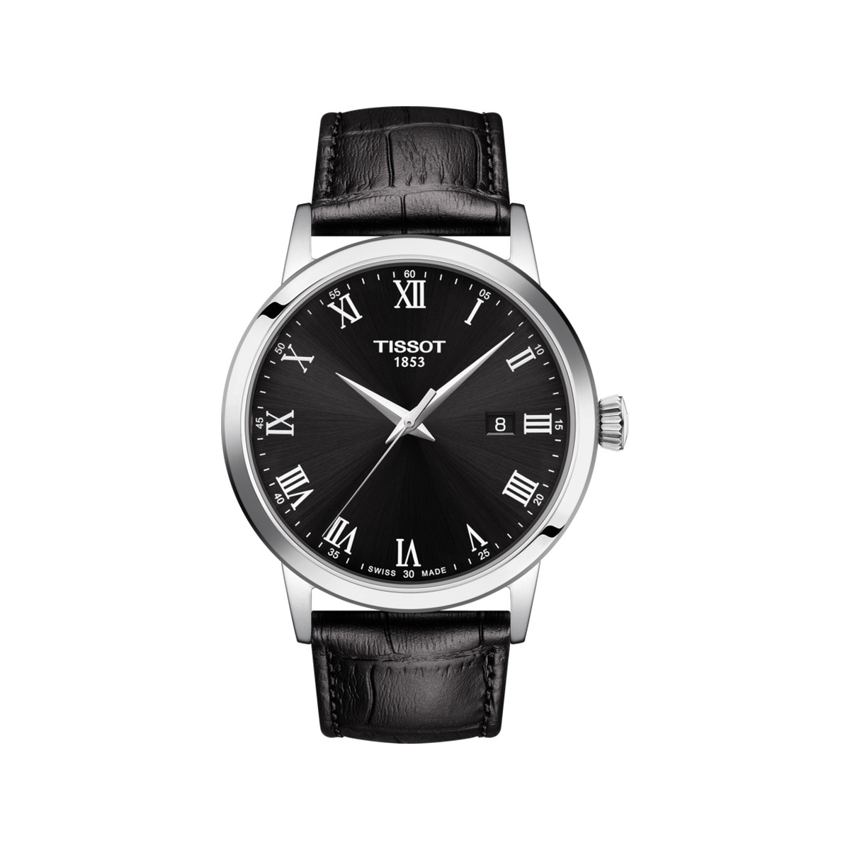 Montre Tissot homme acier bracelet cuir noir