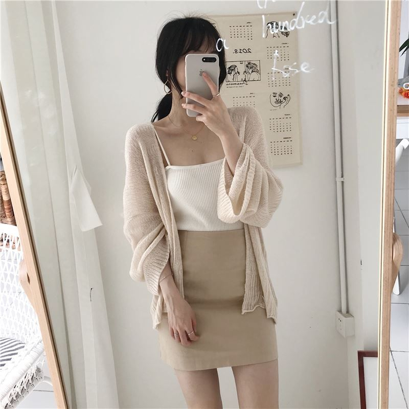 EROPIA - Open-front licht vest / geribbelde camisole top