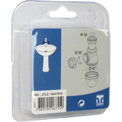 Kit 3 joints pour siphon de lavabo - noir