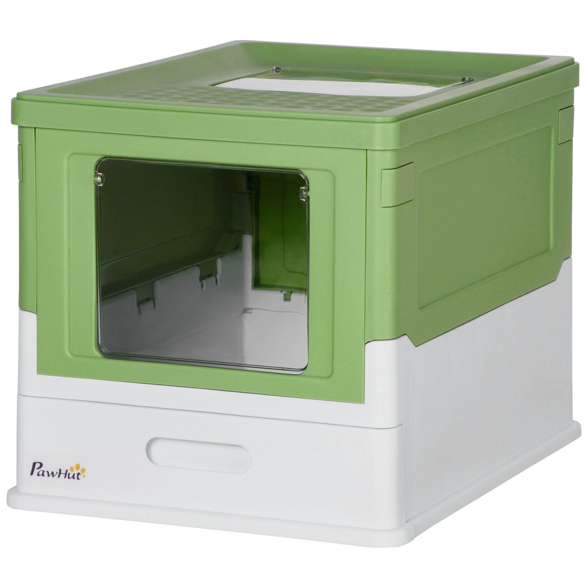 PawHut Katzentoilett mit ausziehbarer Schublade grau, weiß 47,5L x 35,5B x 36,7H cm