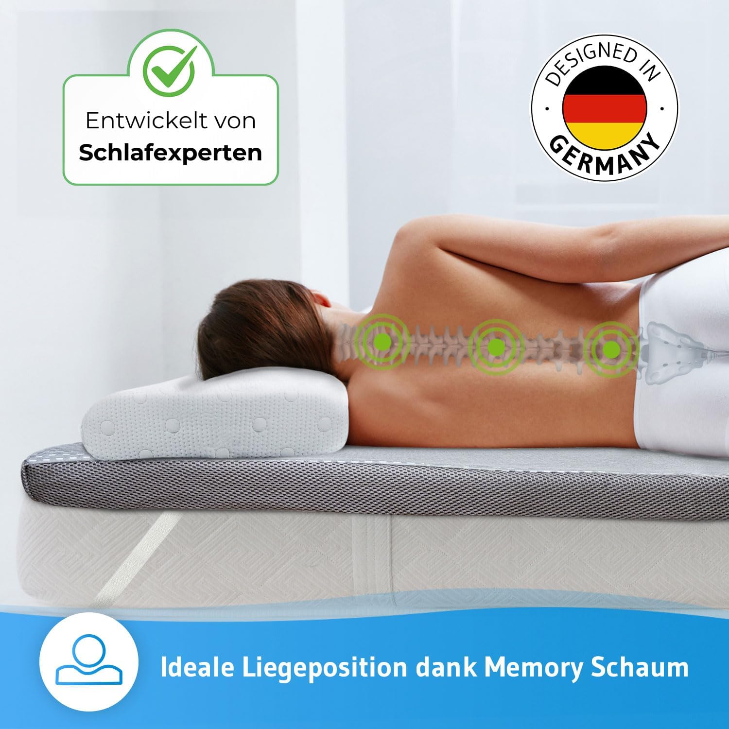 Topper 100x200cm RenewON | Testsieger 2021 | Ergonomische Memory-Schaum Auflage | Atmungsaktiv und Feuchtigkeitsregulierend | Anti-Statischer Graphene-Bezug | Matratzen-Topper 100 x 200 x 6 cm Höhe