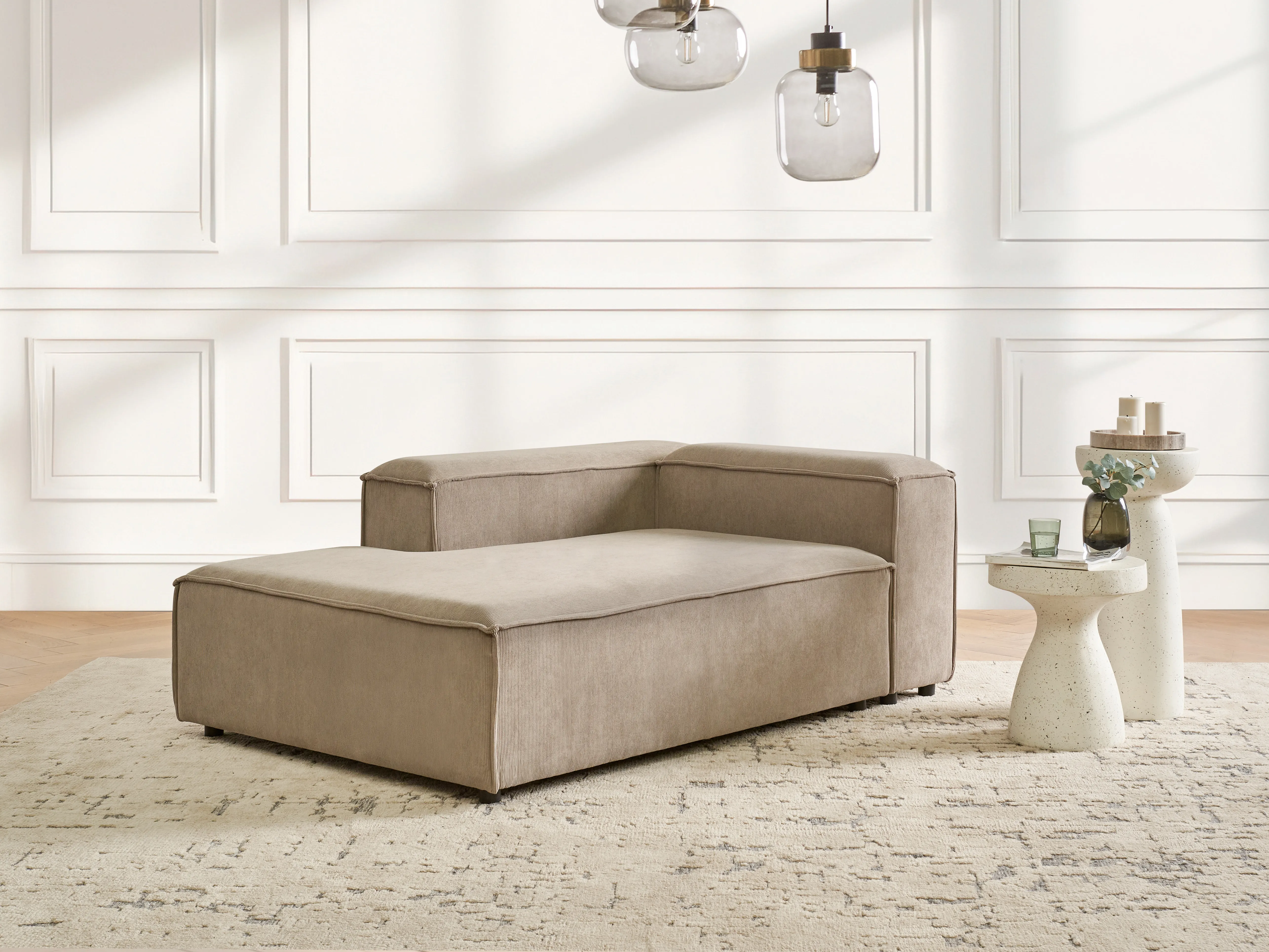 Rechtszijdige chaise longue ARDAL Corduroy Lichtbruin