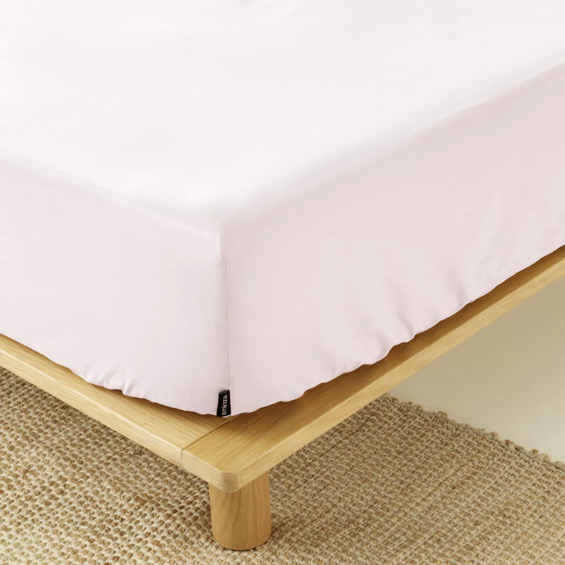 Drap housse percale de coton (90 x 200 cm) Cali Rose poudré