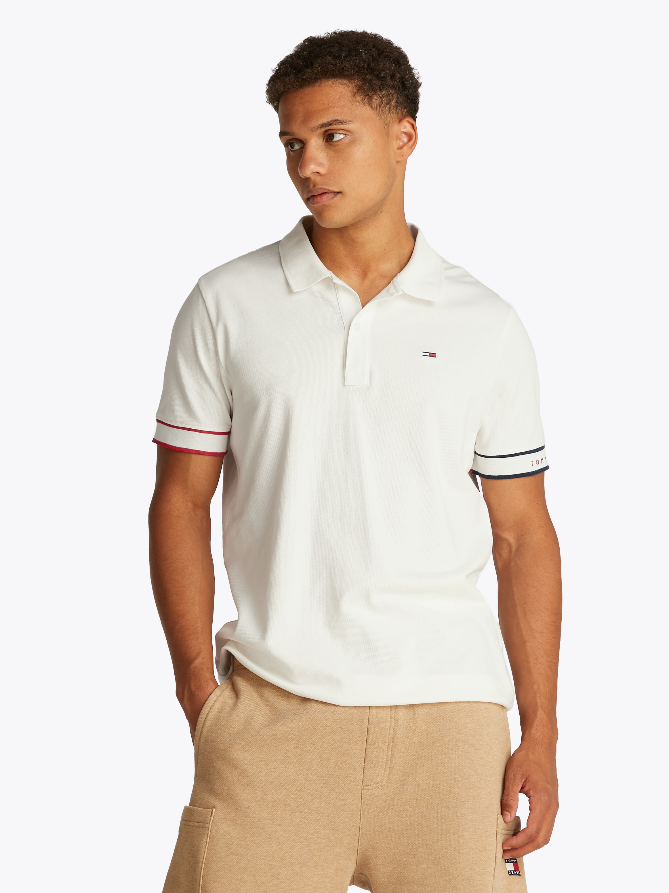 Tommy Jeans Plus Poloshirt »TJM SLIM FLAG CUFF POLO EXT«, Grosse Grössen