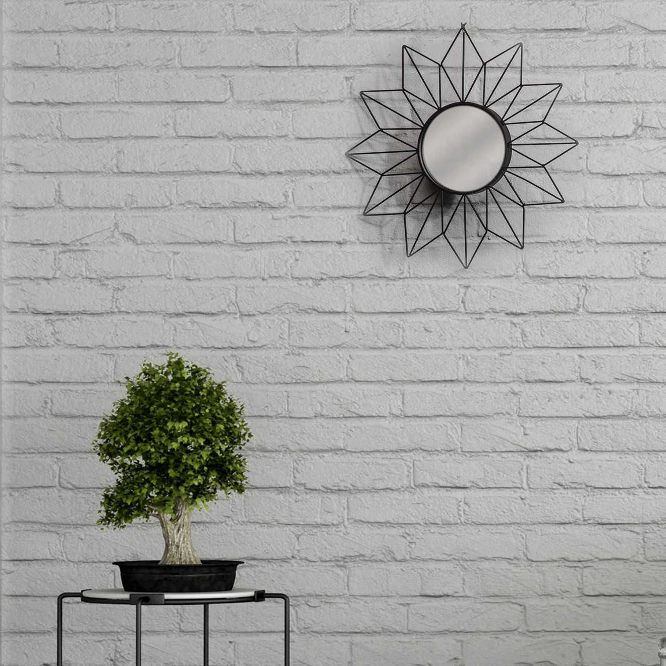 Home Deco Factory Miroir soleil noir - D.49.5 cm
