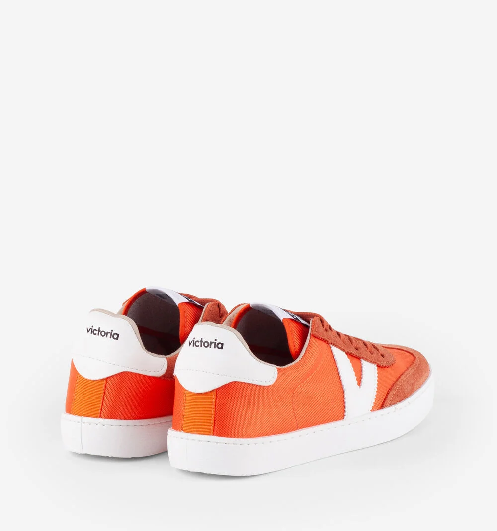 BERLÍN CUIR FENDU & NYLON Baskets monochromes unisexes NARANJA